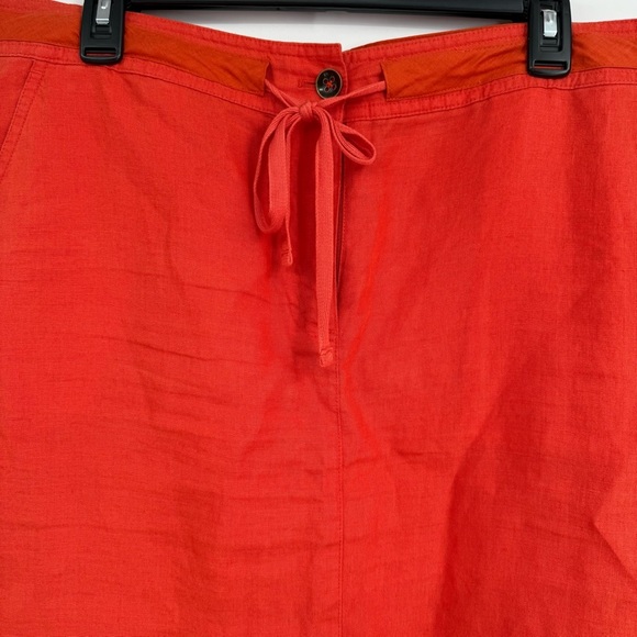 Talbots Pure Irish Linen Casual Skirt Button Tie Pockets Size 14 Coral Women’s - Picture 3 of 8